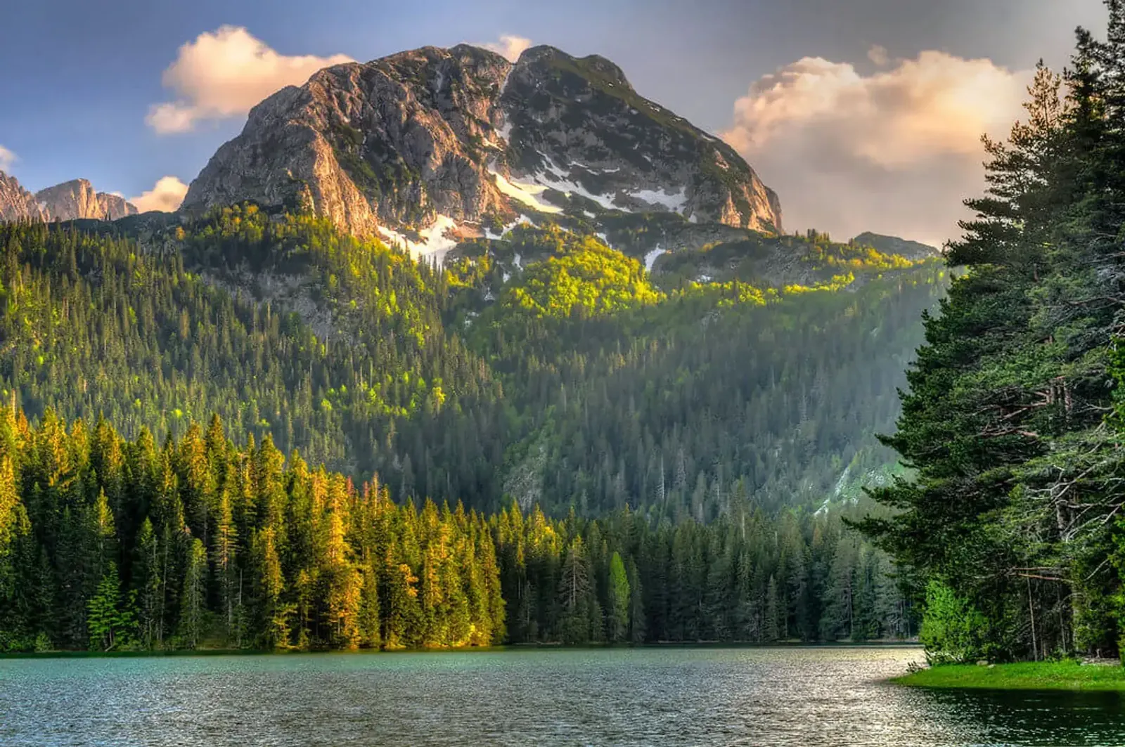 Durmitor mountain landscape and glacial lake in Montenegro